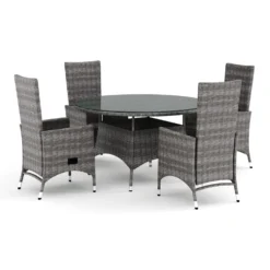 Trädgårdsgrupp Comfort Garden Thor utomhus rund matgrupp 140 cm med 4 Jenny matstolar