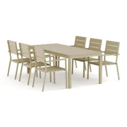 Trädgårdsgrupp Comfort Garden Tunis utomhus matgrupp förlängningsbart 205/305x90 cm med 6 Tunis stapelstolar
