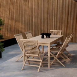 Trädgårdsmatgrupp Venture Home Kenya Rektangulärt Matbord 180x90x75 med 6 st Kenya Trädgårdsstolar