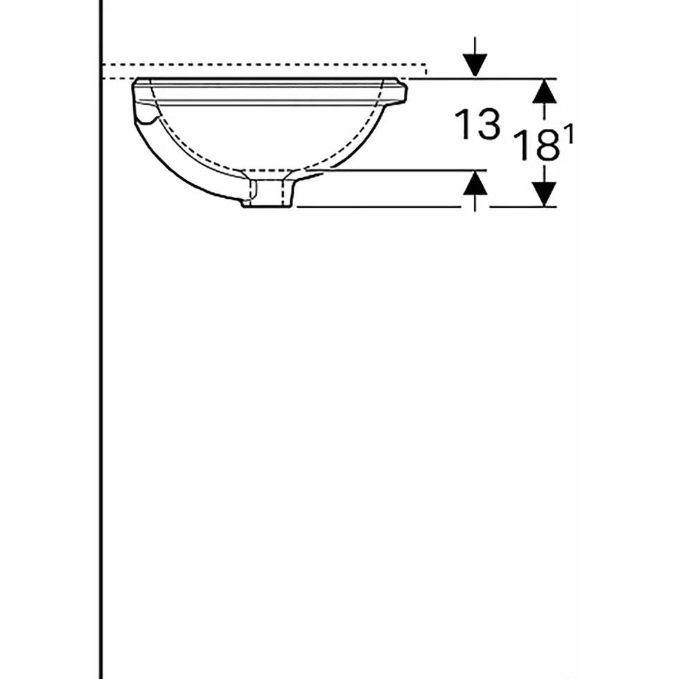 Tvättställ Geberit Variform 330 mm för underlimning Runt