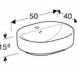 Tvättställ Geberit Variform 500 mm Lay-on Elliptiskt Kanthylla