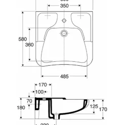 Tvättställ Ifö Handikappanpassat 600 mm Infälld