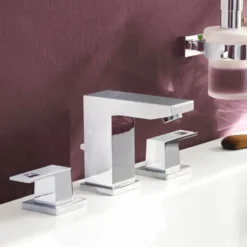 Tvättställsblandare Grohe Eurocube 3-håls med Lyftventil