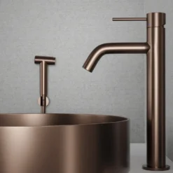 Tvättställsblandare Scandtap Steel Voyage High med Sidodusch