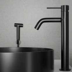 Tvättställsblandare Scandtap Steel Voyage High med Sidodusch