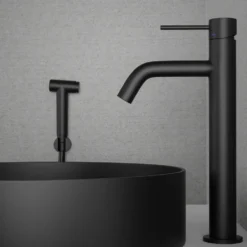 Tvättställsblandare Scandtap Steel Voyage High med Sidodusch