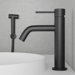Tvättställsblandare Scandtap Steel Voyage Medium med Sidodusch