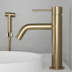 Tvättställsblandare Scandtap Steel Voyage Medium med Sidodusch