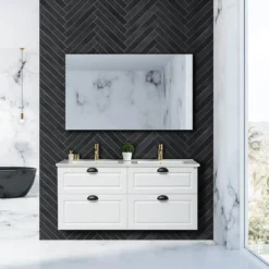 Tvättställsskåp 4AQUA Slim H Med 4 Lådor & Infräst Ram