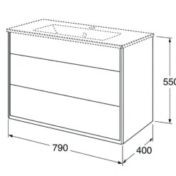Tvättställsskåp Gustavsberg Graphic Kommod 80 cm utan Tvättställ