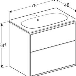 Tvättställsskåp Ifö Sense Art Smal Design 75 med 2 Lådor