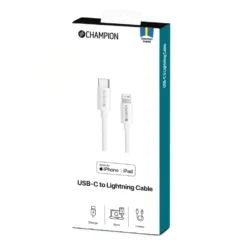 USB-C Champion till Lightning Kabel 1m Vit