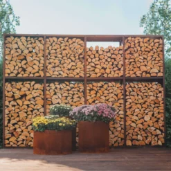Vedförvaring GrillSymbol Wall XL Cortenstål Vedhylla