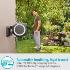 Väggslangbox Gardena RollUp L Vit 30m med Extra Munstycke - Perfekt för Vattenslang & Trädgårdsslang