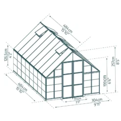 Växthus Canopia by Palram Balance Aluminiumram med UV-Skyddad Polykarbonat & Ventilationsfönster, 14,3 m²