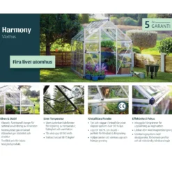 Växthus Canopia by Palram Harmony Aluminiumram med UV-Skyddad Polykarbonat & Ventilationsfönster, 2,3 m²