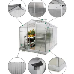 Växthus Metalcraft Rektangulär Aluminiumram med UV-Skyddad Kanalplast, 5,6 m²